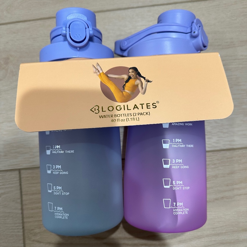 Blogilates 2pk Ombre Water Bottles 40oz New